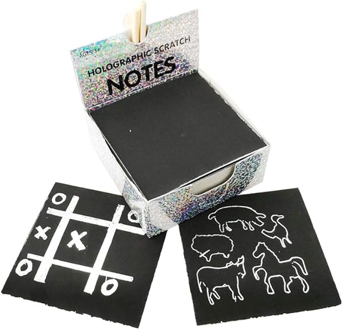 Rainbow Scratch Mini Art Notes 300 Sheets Scratch Off Paper Cards with 6 Wooden Stylus for Kids Arts Craft Kits for Girls Boys Games Party Favors Birthday Halloween (SP300)