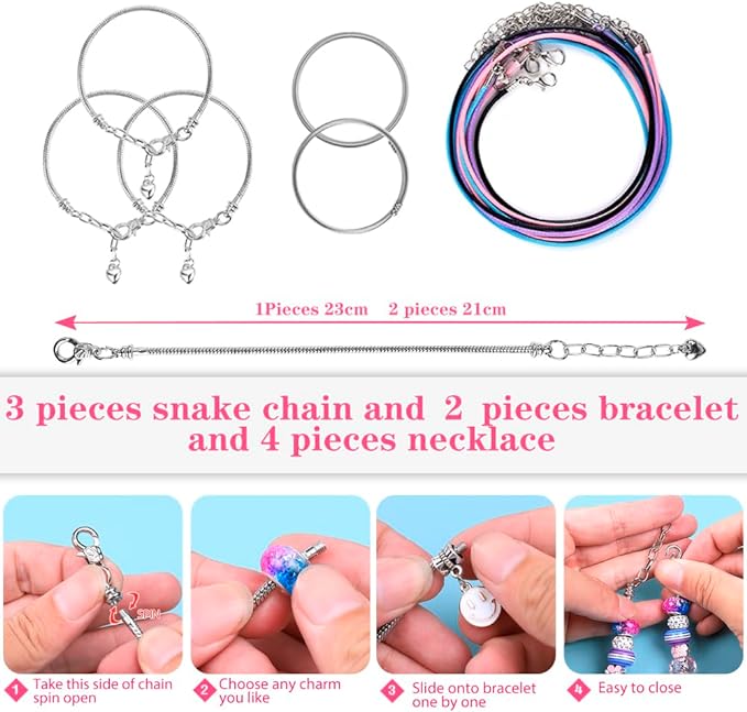 VICTLOV Charm Bracelet Making Kit, DIY Craft for Girls, Unicorn/Mermaid Crafts Gifts Set for Arts and Crafts for Girls Teens Ages 5-12