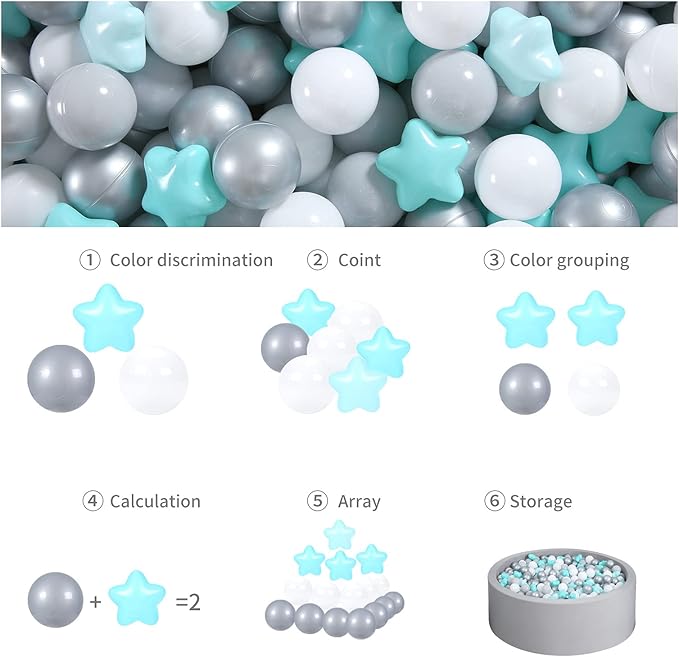 GOGOSO Ball Pit Balls for Toddles, Kids Plastic Balls for BallPit, Pool, Baby Party Accessories, Birthday Decoration 50 100 200 500 1000