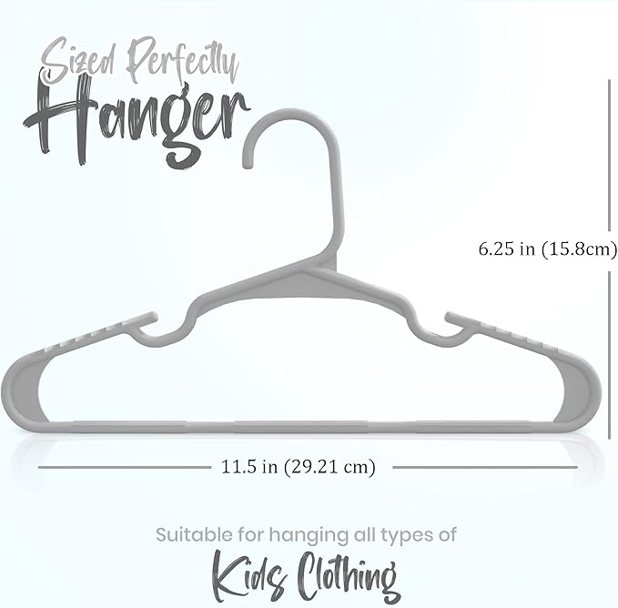 Utopia Home 20 Pack Kids Hangers - 11.5 Inch Plastic Baby Hangers for Closet - Childrens Hanger for Clothes & Infant Hanger for Closet - Ideal for Everyday Standard Use (Gray)