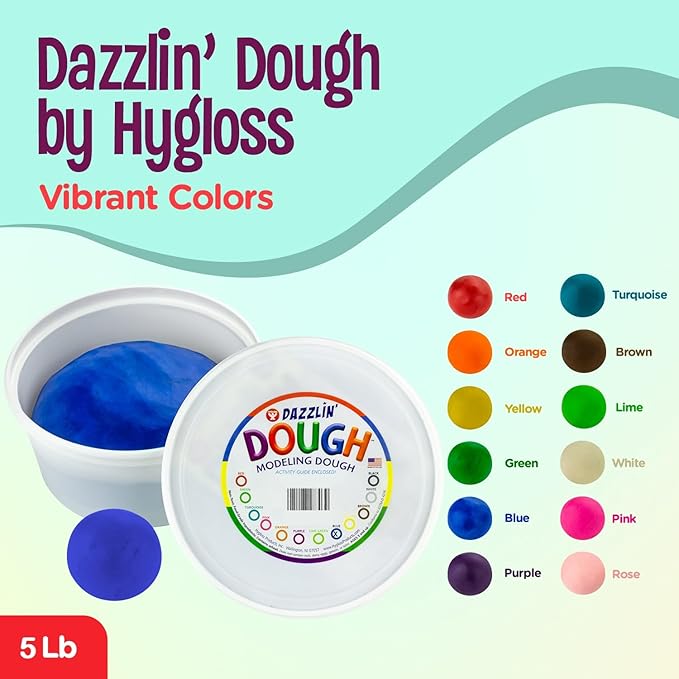 Hygloss Play Modeling Dough - Lime Green Dough Unscented - Safe & Non-Toxic for Kids Arts & Crafts - Party Favors - Classroom Supplies - 5lb