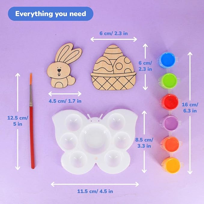 Shumee Paint Your Own Wooden Magnets -(Easter Magnets Themed) DIY Art & Craft for Kids- Age 6 Years+ | Organic 6 Non Toxic Paint | Ideal Gift for Kids | Valentine's Day Gift for Kids