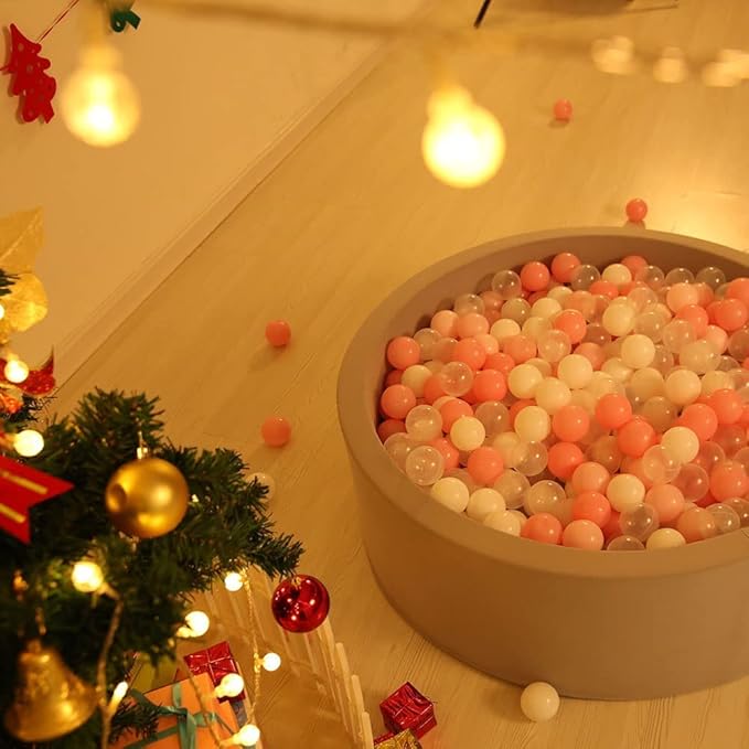 GOGOSO Balls for Ball Pit - Ocean Ball for Toddlers 1-3, Ball Pool with Color Pink Light Pink, White, Transparent and Storage Mesh Bag, 100 pcs, 2.2 Inch
