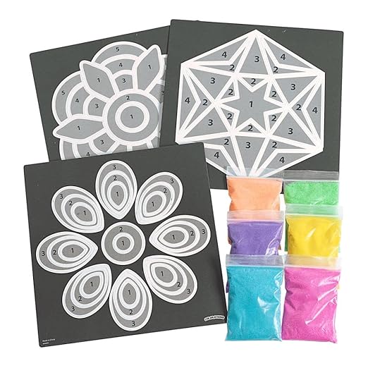 Colorations World of Art - India Rangoli, 6 Designs with Sand - Set of 24