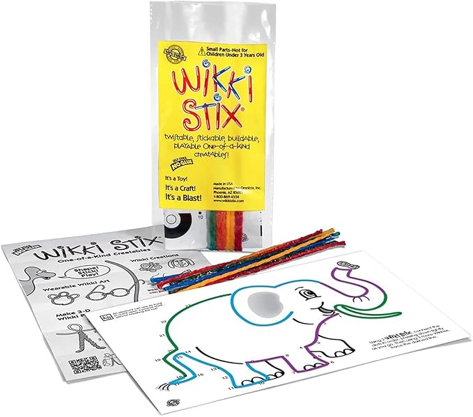 WIKKI STIX Animal Activity Pak - Features 12 Zoo Animals with Hands-on Activity and Fun Fact on Each, Made in The USA! Multiple Colors !