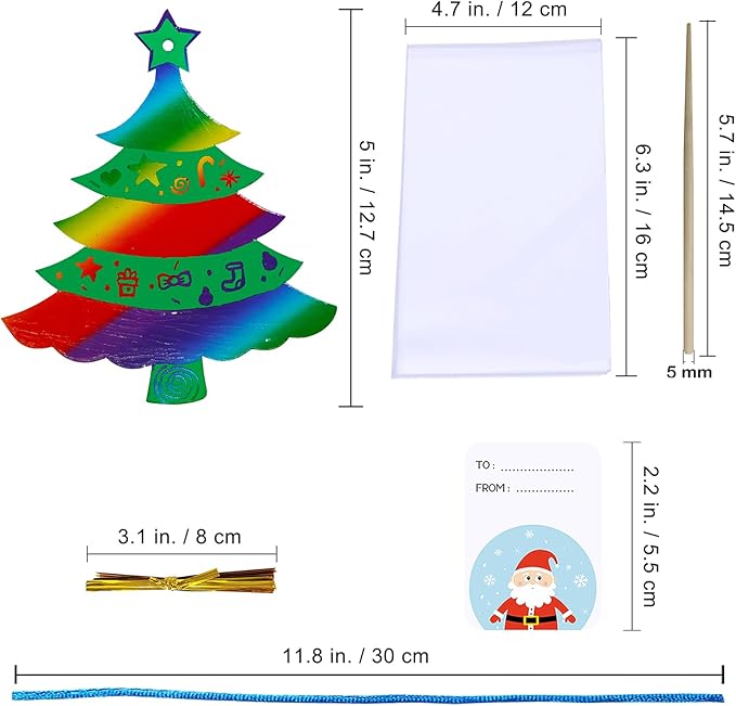 Winlyn 54 Sets 9 Styles Magic Color Scratch Green Christmas Tree Ornaments Christmas Rainbow Scratch Art Decorations Christmas Craft Kits for Kids Classroom Activities Winter Season Party Favors