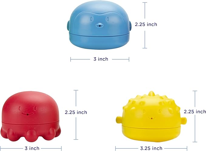 Ubbi Squeeze and Switch Silicone Bath Toys for Toddlers and Baby, Colorful Mix and Match Baby Bath Accessory, Water Toys for Toddler Bath Playtime, Set of 3