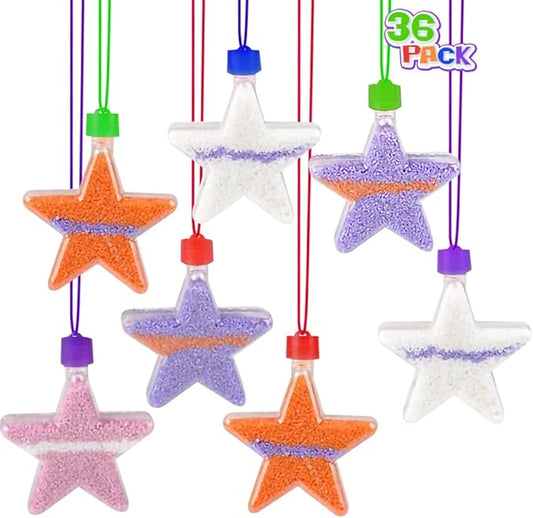 ArtCreativity Star Sand Art Bottle Necklaces, Pack of 12, Sand Art Craft Kit with Shaped Bottles, Craft Party Supplies and Party Favors for Kids - Sand Sold Separately (Star)