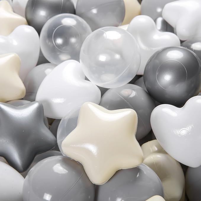 GOGOSO Ball Pit Balls,Plastics Balls for Ball Pit, Stars Hearts Shape for PastelBall for Toddlers Kids