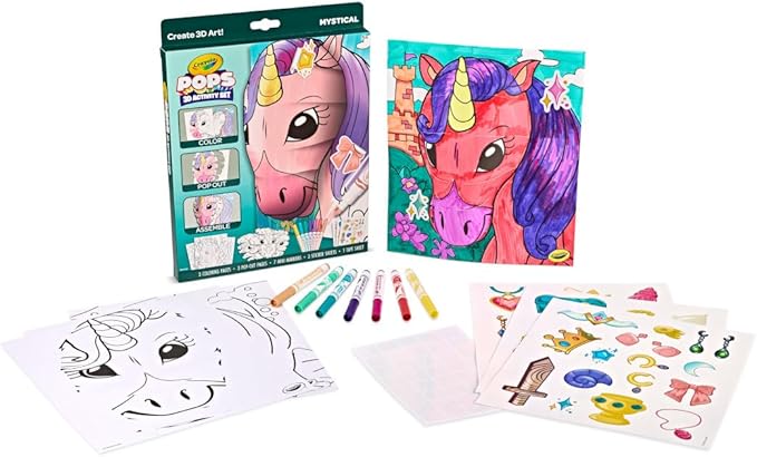 Crayola POPs 3D Kids Art Set, Mystical, Coloring Book Alternative, Gift for Girls & Boys, Ages 5+