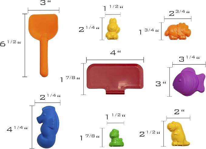 Animal Sand Molds & Tools Kit (36 Pcs) - Works with All Other Play Sand Brands - Includes: 10 Dinosaurs, 10 Animals & 12 Beach Molds, & 4 Tools - Sand Not Included