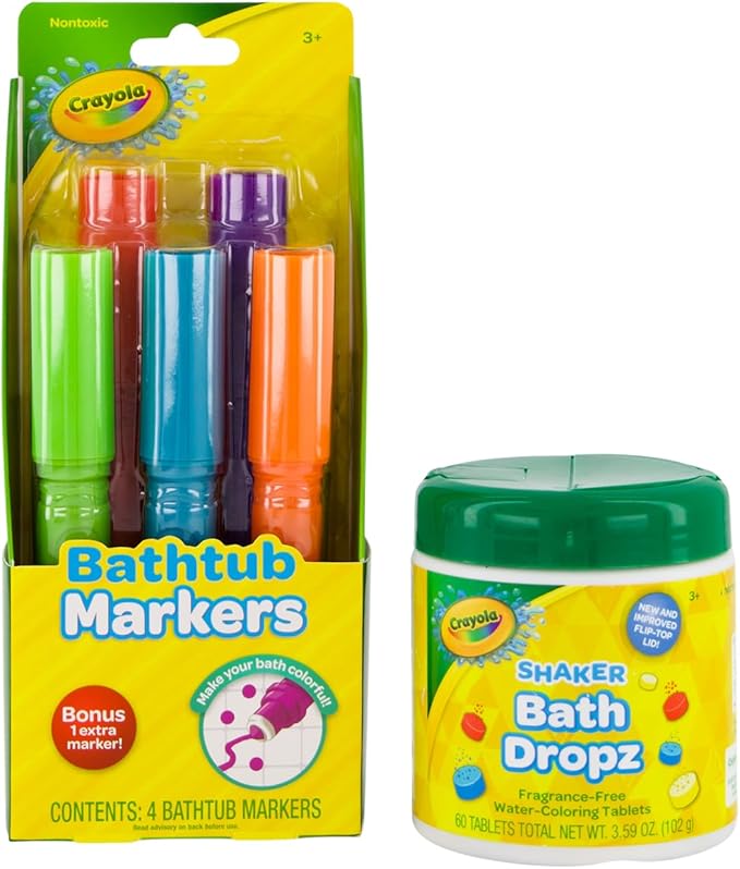 Crayola Bathtub Markers and Crayola Color Bath Drops, 60 tablets - Bring Creative Fun to Bath Time - Non-toxic