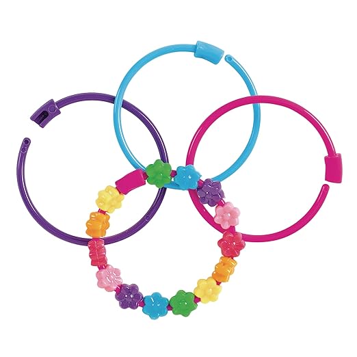 Colorations Pony Bead Bracelets for Kids, Set of 24, 3 Colors, 1/4 Diameter, Snap Closure, Jewelry, Gifts, Arts & Crafts, Wearables, Reusable (Item # PBBR)