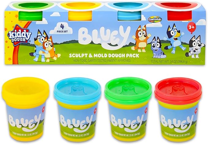 Bluey Dough Super Set - Bundle with Bluey Dough Tubs, Dough Sticks, Character Molds for Boys, Girls Plus Stickers | Bluey Sensory Dough Variety Pack for Kids