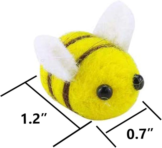 Prudance 12 Piece Wool Felt Bees Cute Bee DIY Craft Ball Supplies for Baby Shower Children Party Nursery Tent Home Decoration
