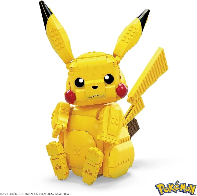 MEGA Pokémon Building Toys Set Jumbo Pikachu with 806 Pieces, Articulated and Poseable, 12 Inches Tall, for Kids