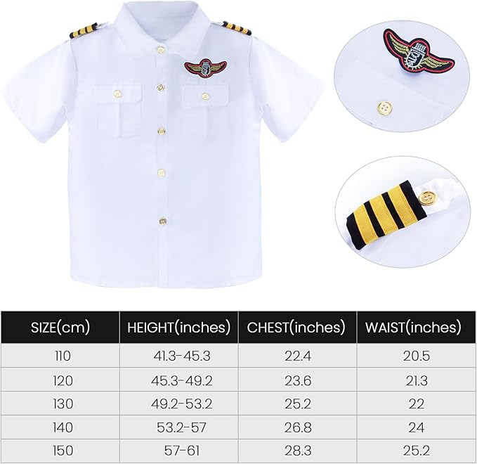 Yewong Kids Yacht Captain Sailor Costume Navy Admiral Uniform Hat Accessories Set for Halloween Birthday Boat Party