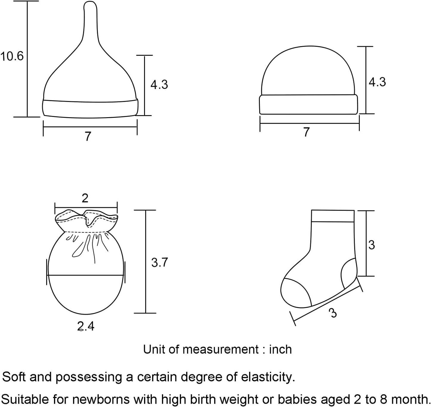 Baby Hats Mittens and Socks Set Cotton Newborn Hat Beanie Soft Infant Girls Boys Caps Gloves 0-6 month