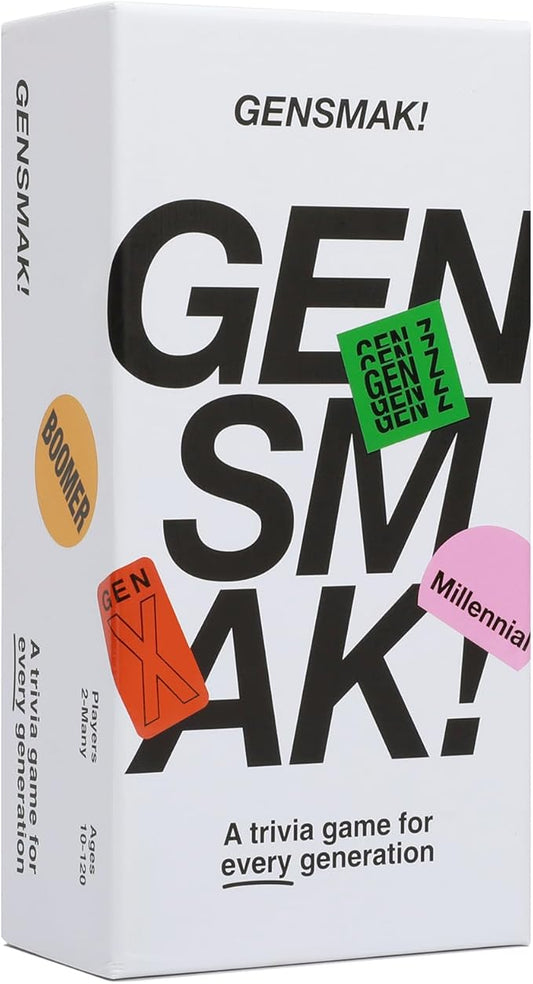 GENSMAK! Party Game - Engaging Multi-Generational Trivia Game with Comedic Hints - Fun for Family and Friends, Adults and Teens - Ages 10+, 2+ Players, 10+ Min Playtime (Packaging May Vary)