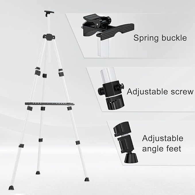 Portable Artist Easel Stand, Art Drawing Easels for Painting Canvas Wedding Signs & Display，Adjustable Height Painting Easel with Bag, Height from 17" to 60",Black