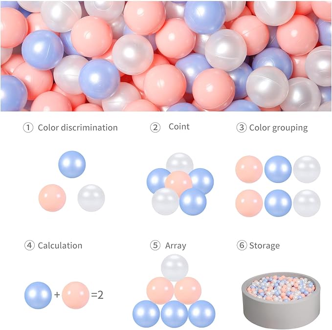 GOGOSO Ball Pit Balls for Toddles, Kids Plastic Balls for BallPit, Pool, Baby Party Accessories, Birthday Decoration 50 100 200 500 1000