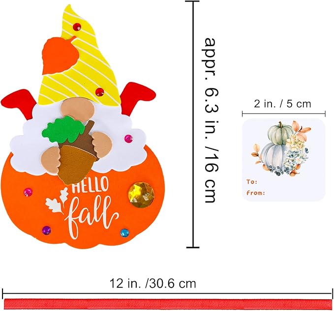 Winlyn 24 Sets Thanksgiving Gnome Decorations Art Sets Fall Crafts Thanksgiving Kids Crafts Thanksgiving Craft Kits Autumn Gnome Pumpkin Foam Stickers Arts and Crafts for Kids Adults Favors Activities