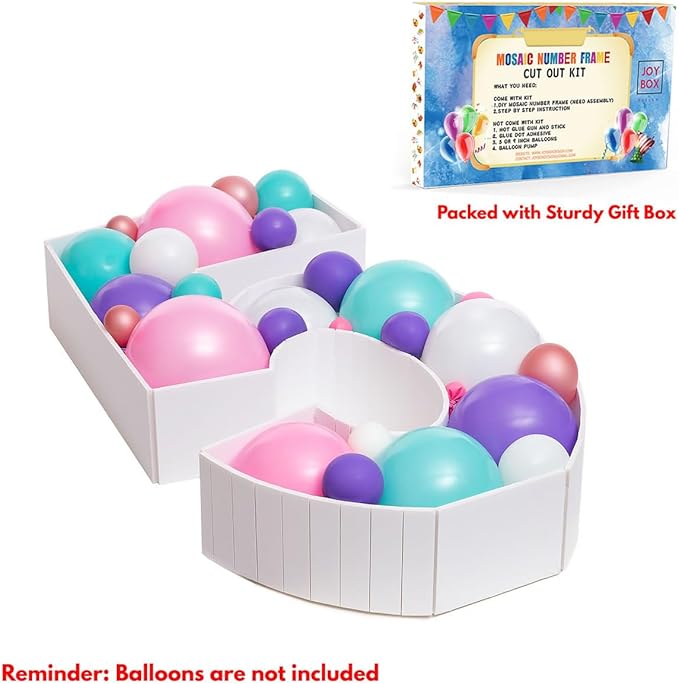 Mosaic Balloon Frame Light Up Numbers 5 Pre-Cut Large Foam Board Sign Cut-out for Boy Girl Birthday Backdrop Anniversary Decoration