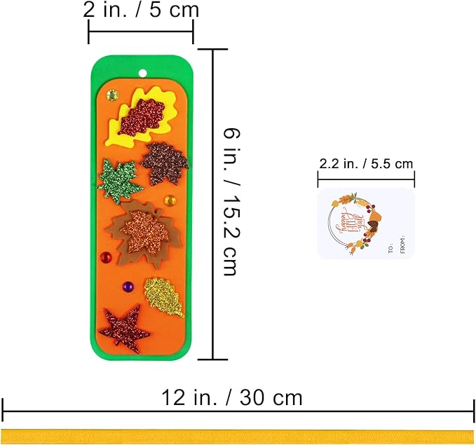 Winlyn 36 Sets Fall Craft Kits Fall Crafts DIY Fall Leaf Bookmarks Decorations Art Sets Autumn Maple Leaf Glitter Leaf Foam Stickers Arts and Crafts for Kids Thanksgiving Halloween Classroom Activity