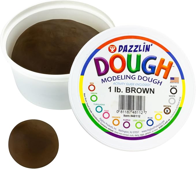 Hygloss Play Modeling Dough - Brown Dough Unscented - Safe & Non-Toxic for Kids Arts & Crafts - Party Favors - Classroom Supplies - 1lb