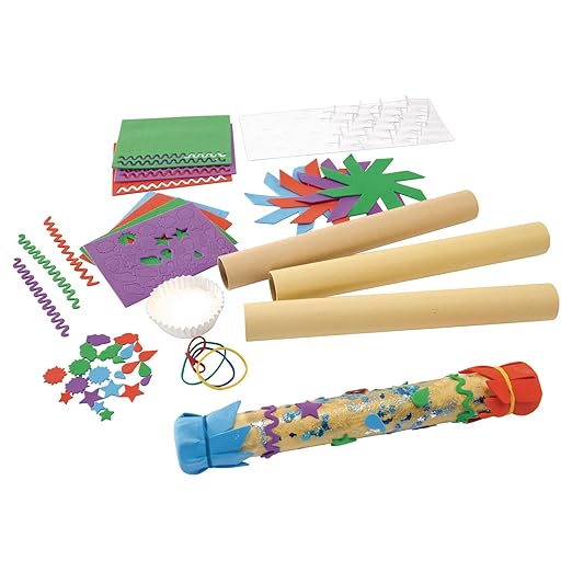 Colorations - RAINKIT DIY Rainstick Kit for Kids, Set of 12, EVA Foam and Cardboard, Native American, Craft Kit, Self-Adhesive, Toys for Kids, Early Learning, Multi-Cultural, Social Sensitivity