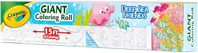 Crayola Giant Coloring Roll, 15 Perforated Ocean Coloring Pages, Gift for Kids, Ages 3, 4, 5, 6