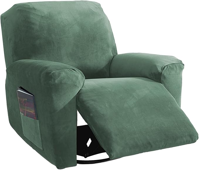 NORTHERN BROTHERS Stretchy Recliner Chair Covers, Velvet Recliner Covers, Lazy Boy Chair Cover (Light Green, XL 1 Seat)