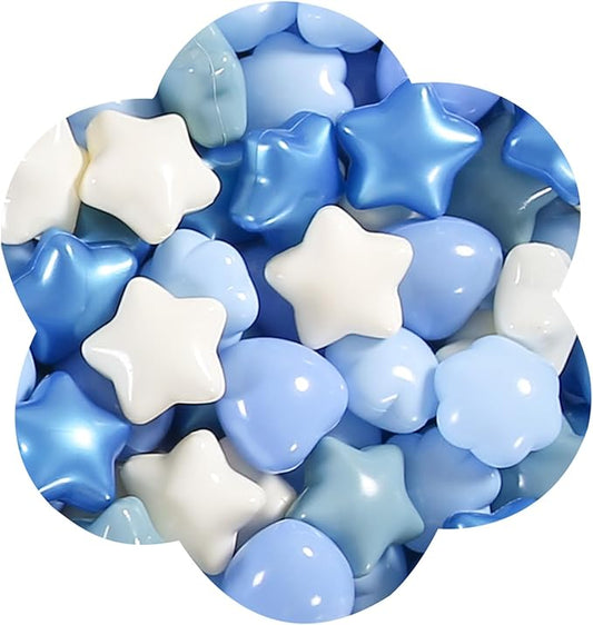 GOGOSO Ball Pits Balls for Toddlers, 100 Stars Hearts Florid Shapes Ball, Flowers Plastics Balls for Bounce House, Pastel Ball for Kids Birthday Party Xmas Friendship Bracelet Banner Decor