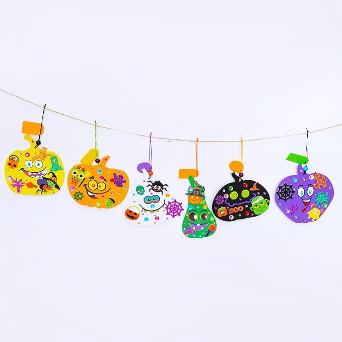 Winlyn 36 Sets Halloween Pumpkin Decorations DIY Foam Halloween Craft Kits Ghost Bat Monster Foam Stickers Halloween Arts and Crafts for Kids Home Classroom Activities Party Favors Trick-Or-Treaters