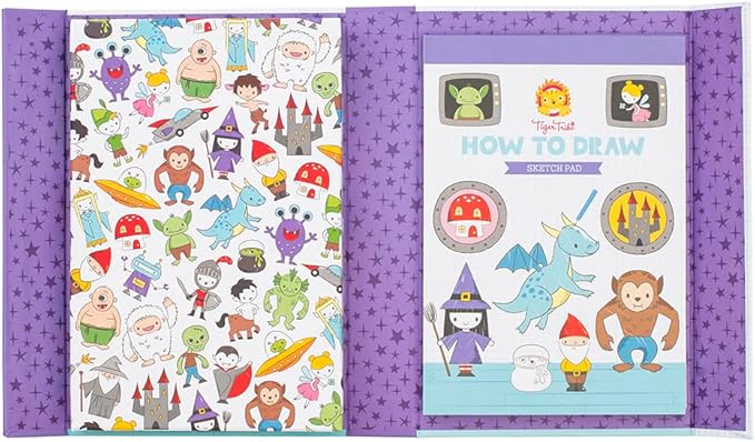 Tiger Tribe: How to Draw - Fairytale Fantasy - Creative Artistic Set, Step-by-Step Guide, Color Pencils, Art Sketch Pad, Store Inside Case, Kid Age 5+