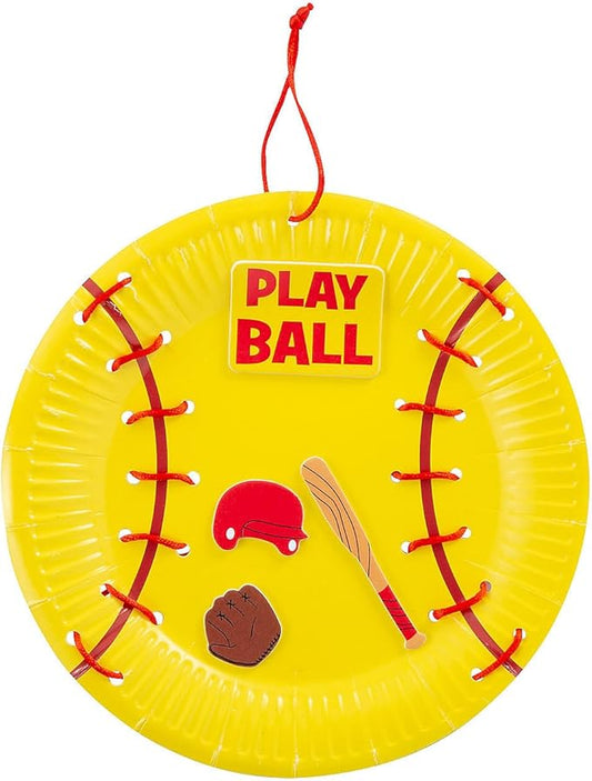 Fun Express Softball Paper Plate Lacing Craft Kit Makes 12