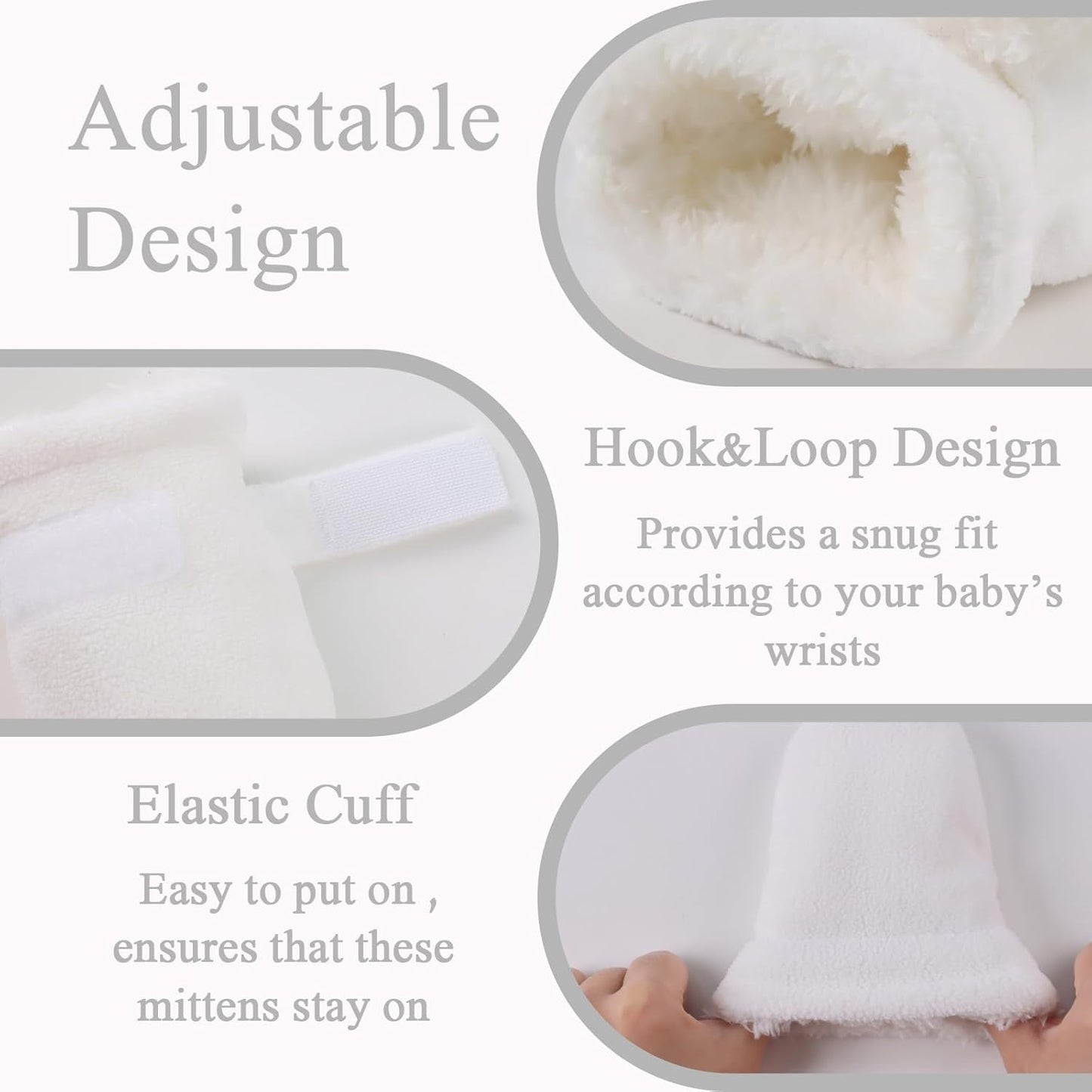 Zsedrut No Scratch Baby Mittens Toddler Infant Fleece Lined Gloves Winter Warm Mitten for Baby Boys Girls