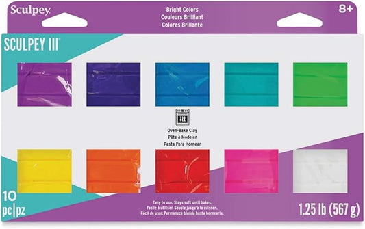 Sculpey III Pack of 10 Bright Ideas (Intense Colors)