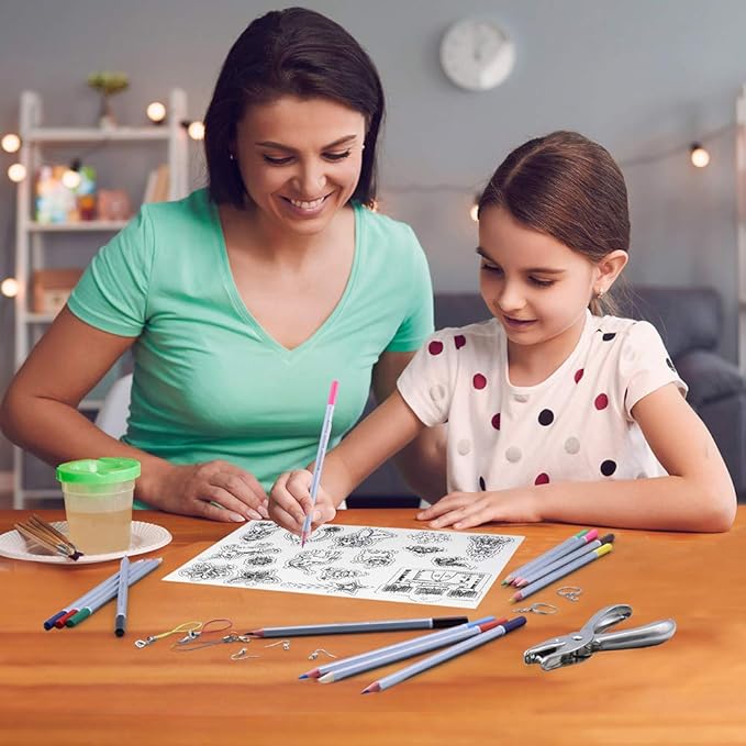 POPMISOLER 183 Pieces Shrink Plastic Kit DIY Ornaments or Creative Craft DIY Accessories Kit for All Ages Great Gift