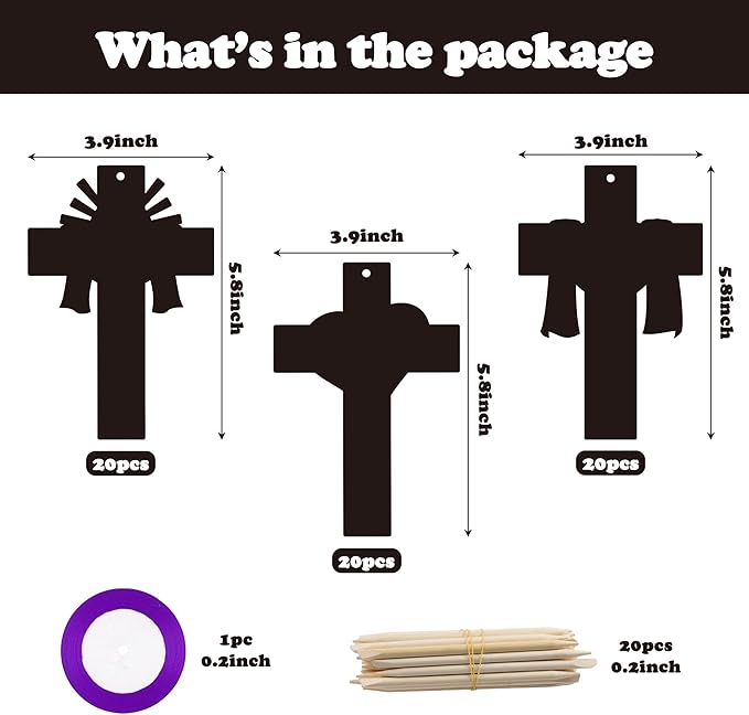 WATINC 60pcs Cross Scratch Cards, Resurrection Cross Magic Scratch Paper DIY Art Ornaments, Color Crafts Kit for Kids, Christian Religious Easter Sunday School Classroom Supplies Decorations