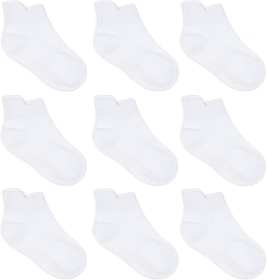 Zaples Baby Non Slip Grip Ankle Socks with Non Skid Soles for Infants Toddlers Kids Boys Girls