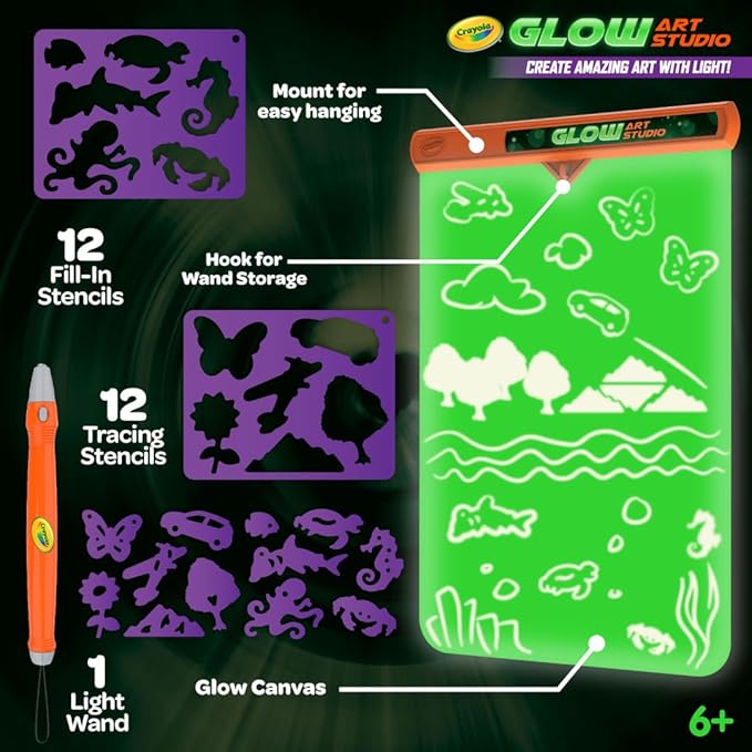 Crayola Glow Art Studio, Glow in the Dark Toys, Kids Gifts for Girls and Boys, Ages 6+