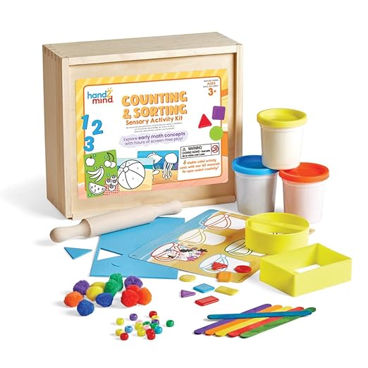 hand2mind Counting and Sorting Sensory Activity Kit, Loose Parts Play Materials for Kids, Sensory Box, Montessori Sensory Bin with Lid, Fine Motor Toys, Play Therapy Toys, Arts and Crafts Kits