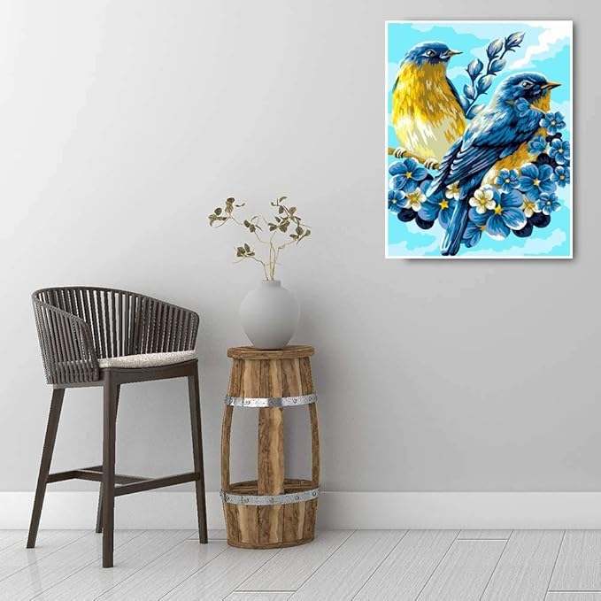 Paint by Number Kits for Adults,Kids, Beginners, with Brushes and Acrylic Pigment, 12x16 Inch Birds - with Framed