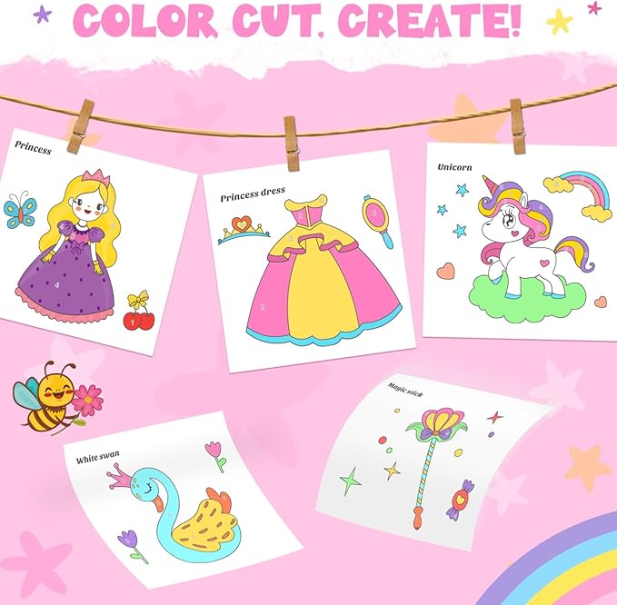 ZMLM Paint with Water Books for Kids - Easter Basket Stuffers Mess Free Coloring Activity for Toddlers - Arts & Crafts Gifts Toys for Valentines Birthday Christmas Boy Girls Ages 4 5 6 7 8(Princess)