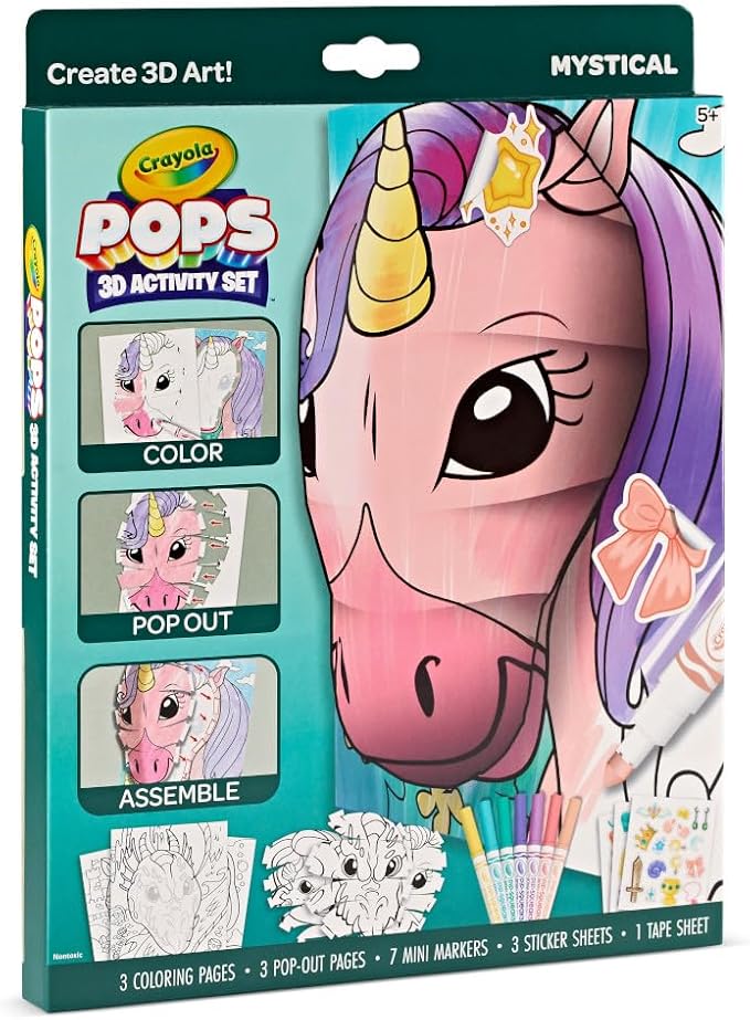 Crayola POPs 3D Kids Art Set, Mystical, Coloring Book Alternative, Gift for Girls & Boys, Ages 5+