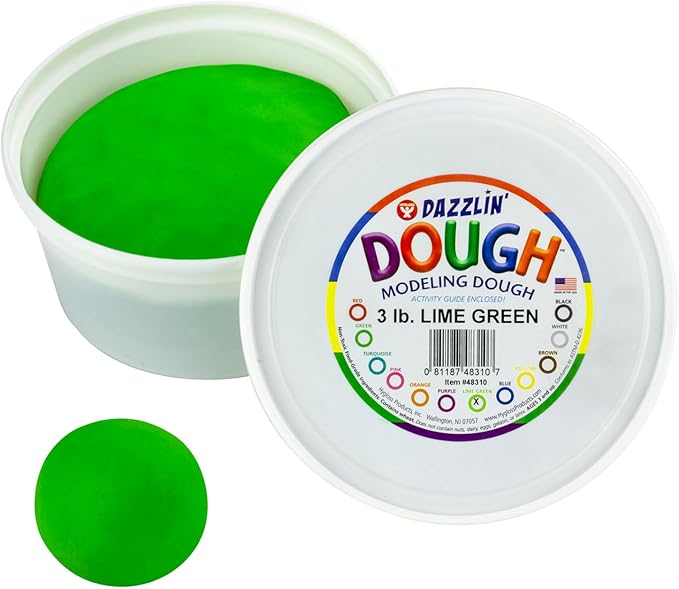 Hygloss Play Modeling Dough - Lime Green Dough Unscented - Safe & Non-Toxic for Kids Arts & Crafts - Party Favors - Classroom Supplies - 3lb