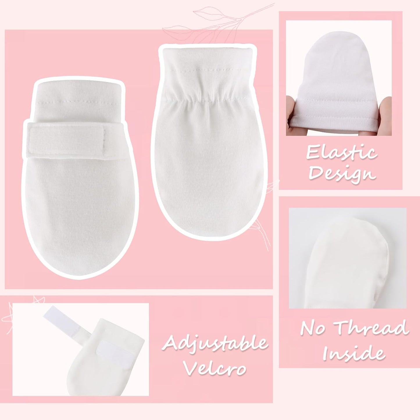 Newborn Baby Mittens Infant No Scratch Gloves Cotton Mitts for Baby Girls Boys