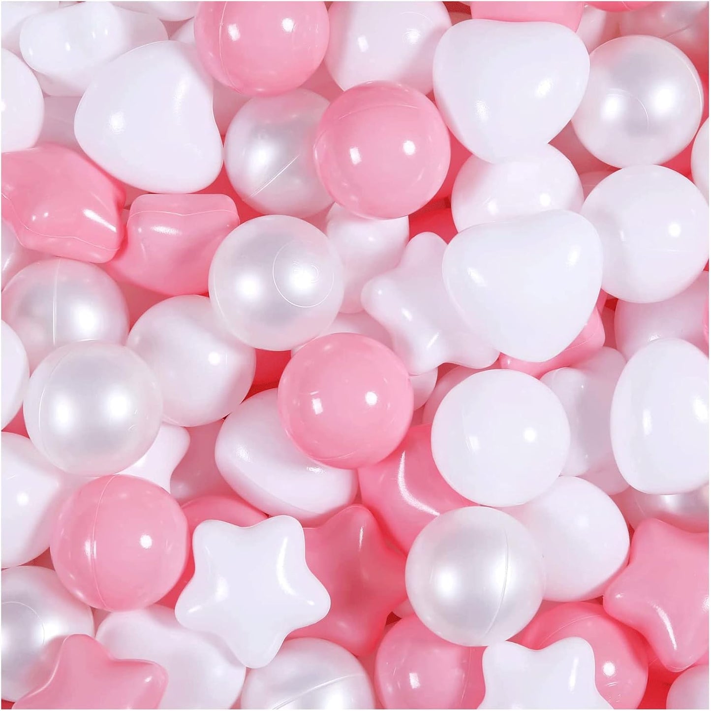 GOGOSO Pink Ball Pit Balls with Star Bals Heart Balls 100 - Crushproof Plasticballs for Babies Toddlers Kids Children for 1 2 3 4 5 Years Old,5 Colors,2.15inches