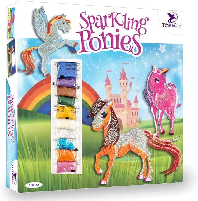 Toykraft Arts and Crafts for Kids Ages 5-8, Sand Art, Kids Age 5-8, Craft Kits, Gift for Girls 5 to 8 Year Olds - Unicorn & Ponies